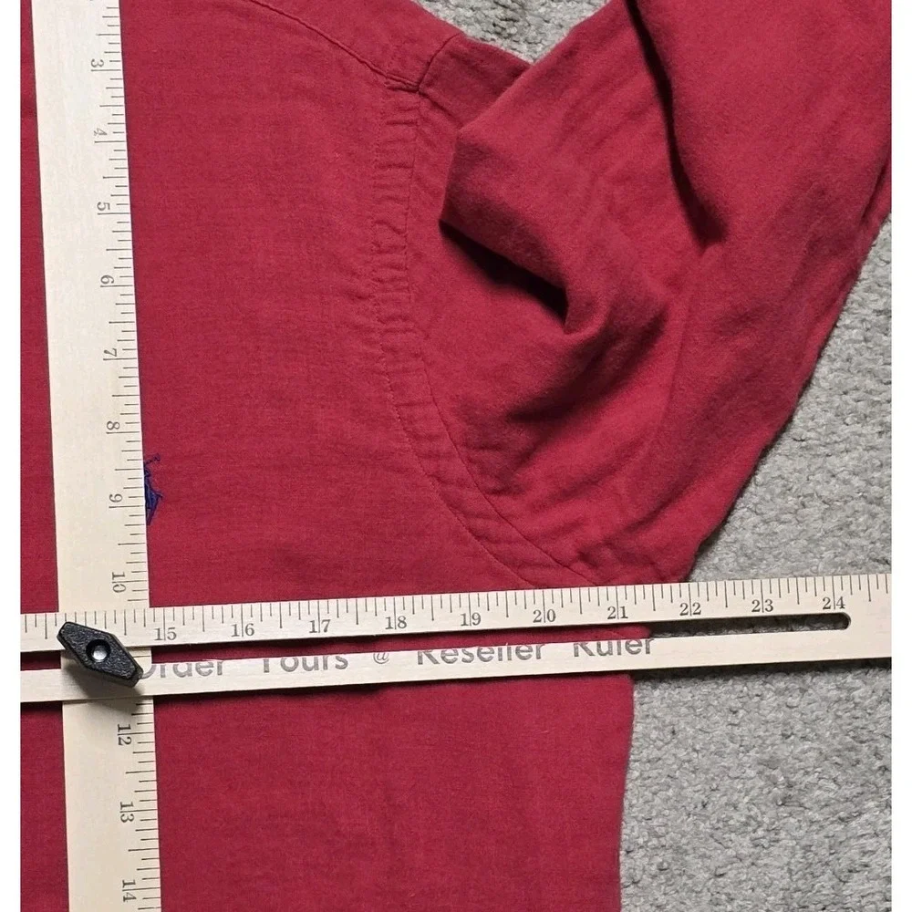 Polo Ralph Lauren Slub Cotton Flannel Shirt Mens M Red Button Down Pony EUC